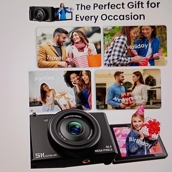 True 5K Digital Camera Photography, Autofocus 80MP 18X Digital Zoom 3" Screen - Picture 6 of 16